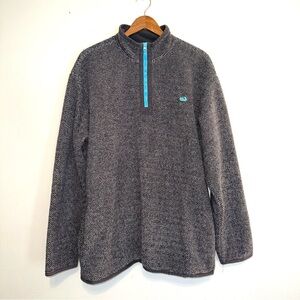 Southern Marsh Men Gray & Teal  1/4 Zip Pullover Textured Fleece Sz Large